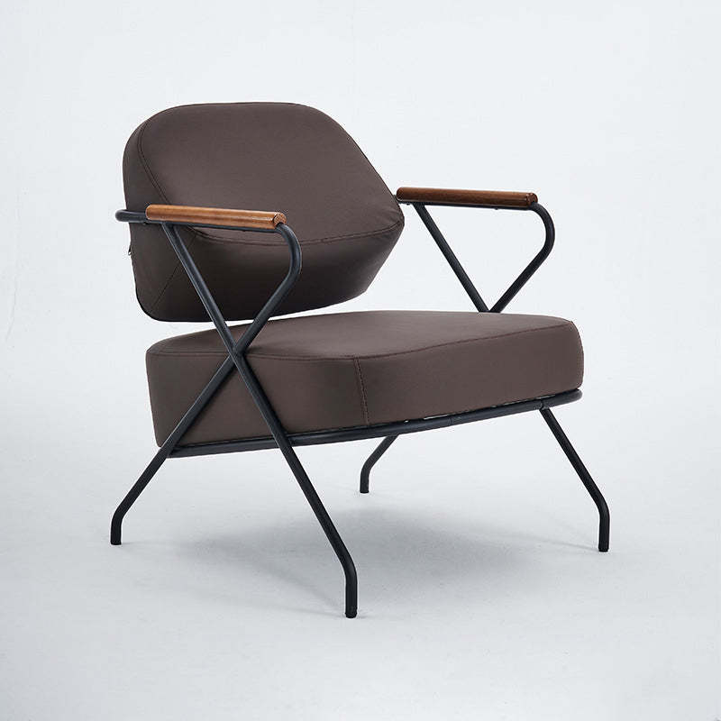 Scandinavian Metal Leather Accent Chair