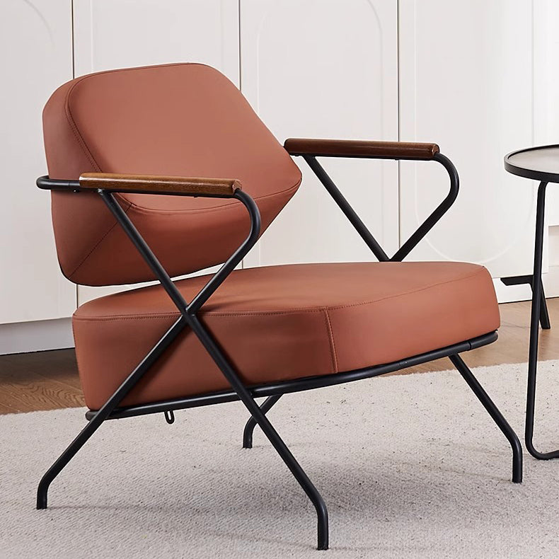 Scandinavian Metal Leather Accent Chair