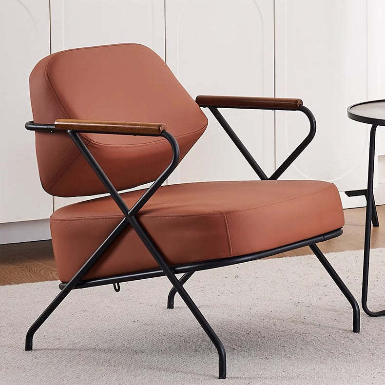 Scandinavian Metal Leather Accent Chair