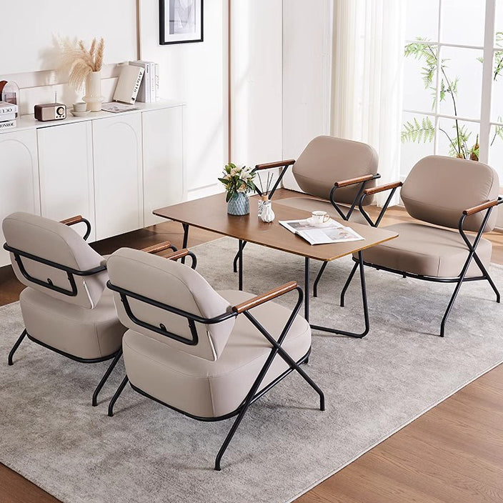 Scandinavian Metal Leather Accent Chair — Brown