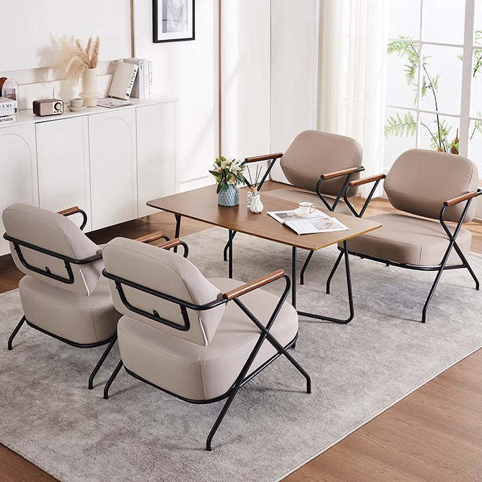 Scandinavian Metal Leather Accent Chair — Brown