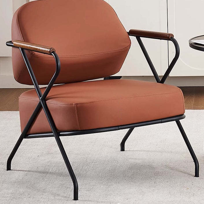 Scandinavian Metal Leather Accent Chair