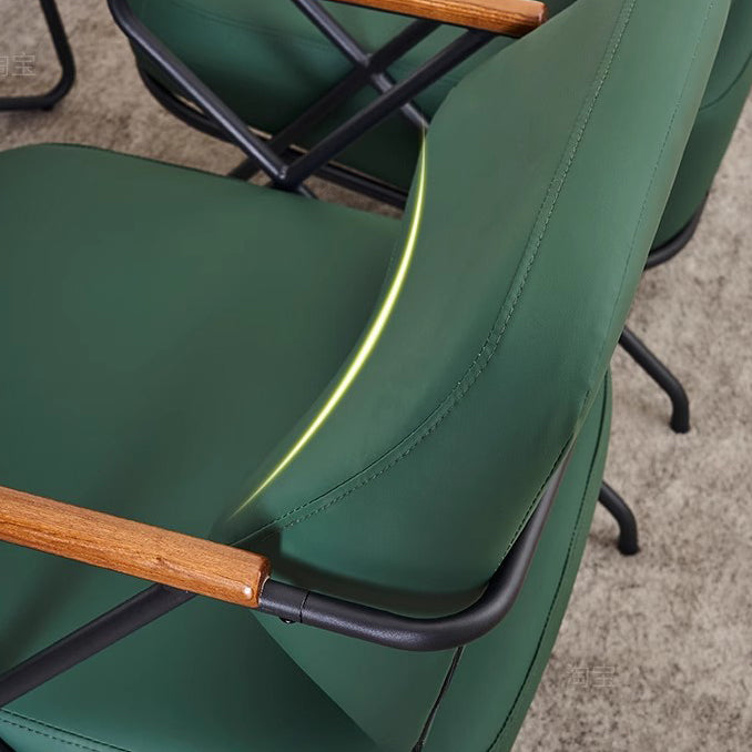 Scandinavian Metal Leather Accent Chair — Green