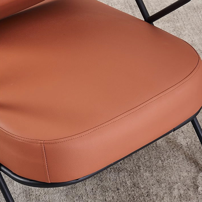 Scandinavian Metal Leather Accent Chair — Dark Gray