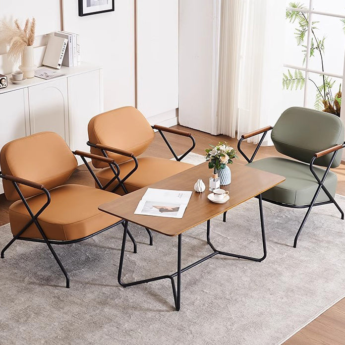 Scandinavian Metal Leather Accent Chair