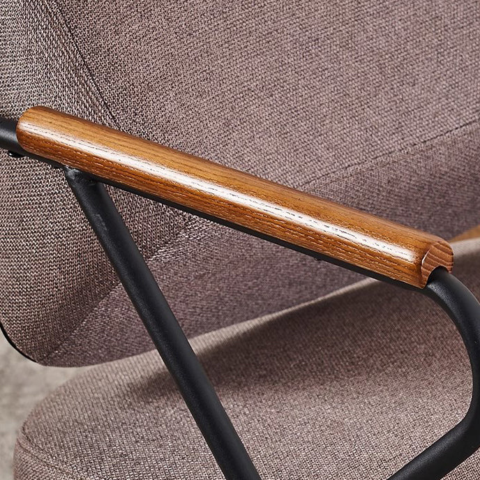 Scandinavian Metal Leather Accent Chair — Dark Brown