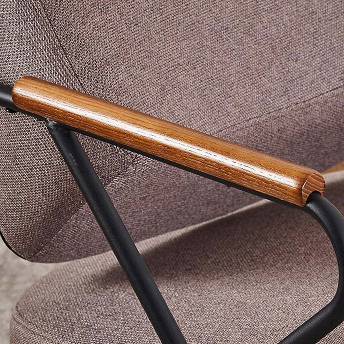 Scandinavian Metal Leather Accent Chair — Dark Brown