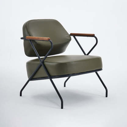 Scandinavian Metal Leather Accent Chair