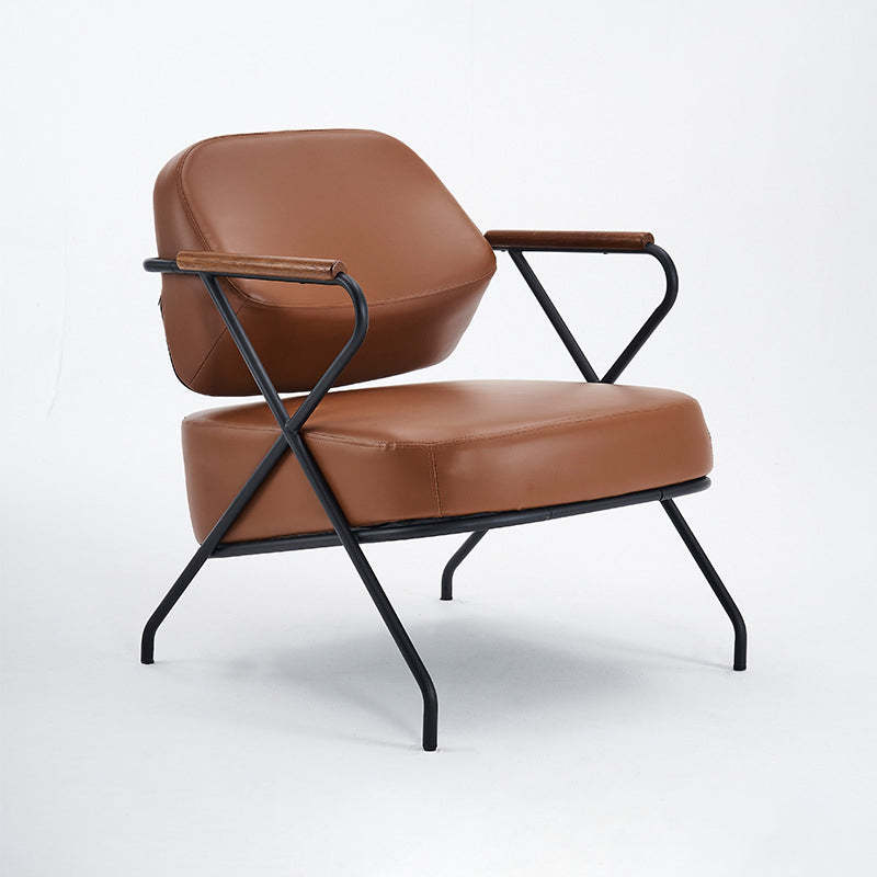 Scandinavian Metal Leather Accent Chair