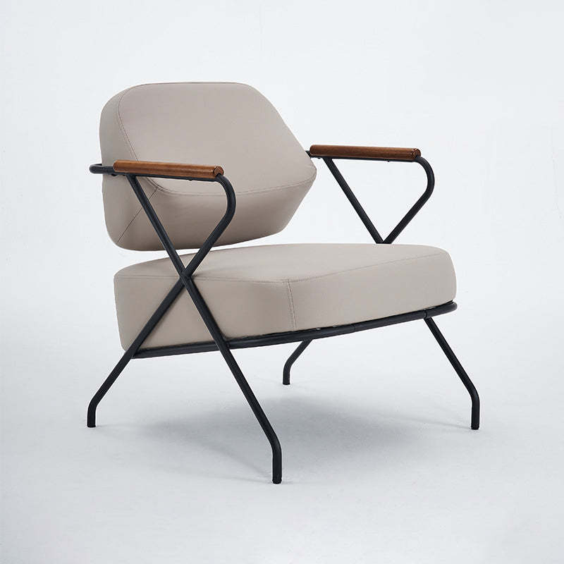 Scandinavian Metal Leather Accent Chair