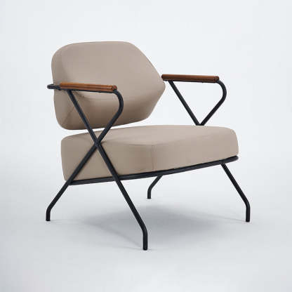 Scandinavian Metal Leather Accent Chair