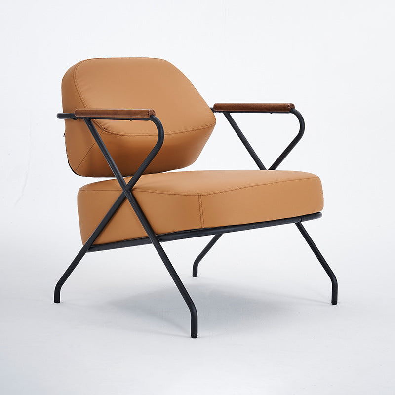 Scandinavian Metal Leather Accent Chair