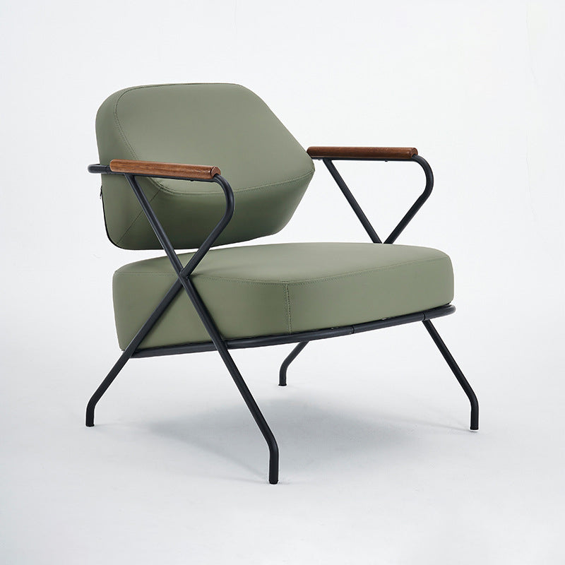 Scandinavian Metal Leather Accent Chair