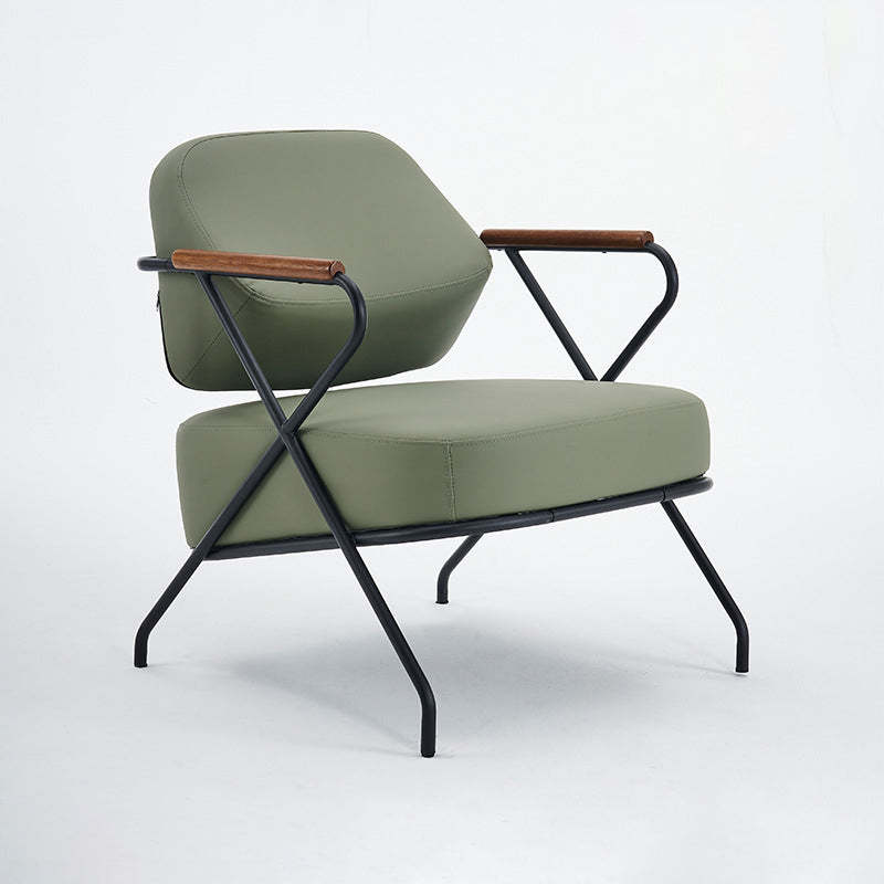 Scandinavian Metal Leather Accent Chair