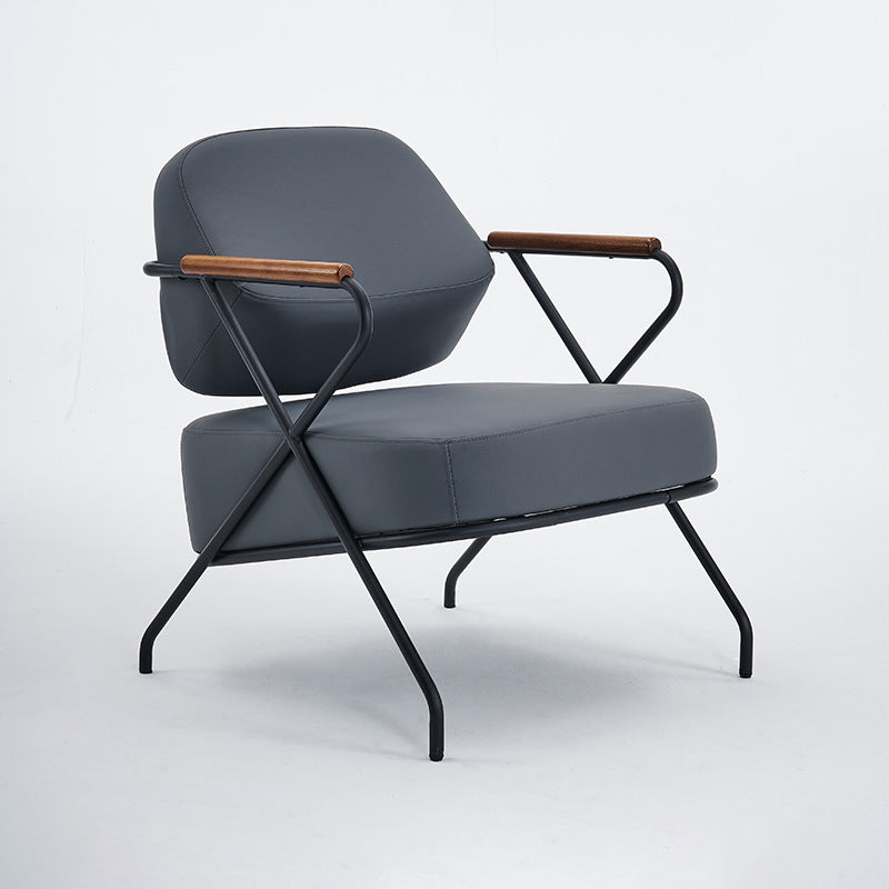 Scandinavian Metal Leather Accent Chair