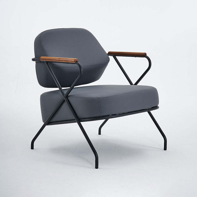 Scandinavian Metal Leather Accent Chair