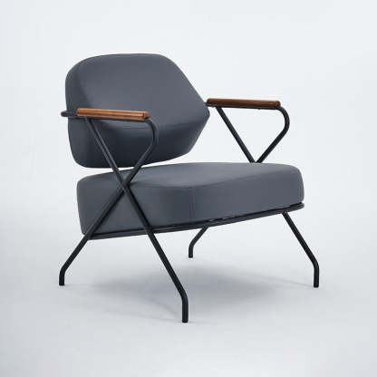 Scandinavian Metal Leather Accent Chair