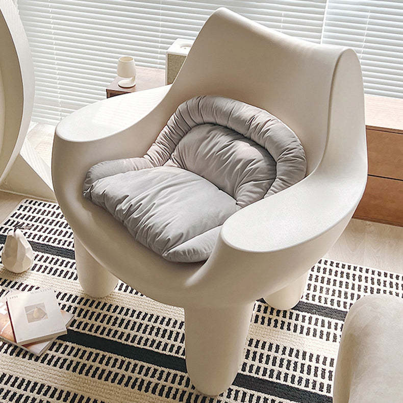 Scandinavian Cream Oval Accent Chair — With Cushion / White