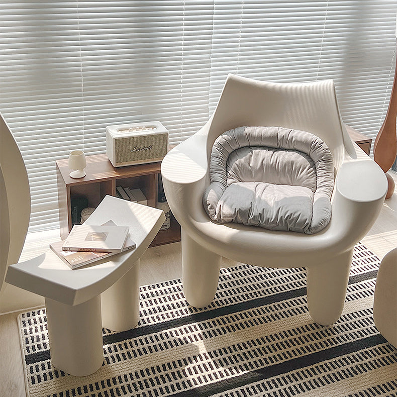 Scandinavian Cream Oval Accent Chair