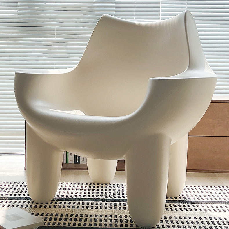 Scandinavian Cream Oval Accent Chair
