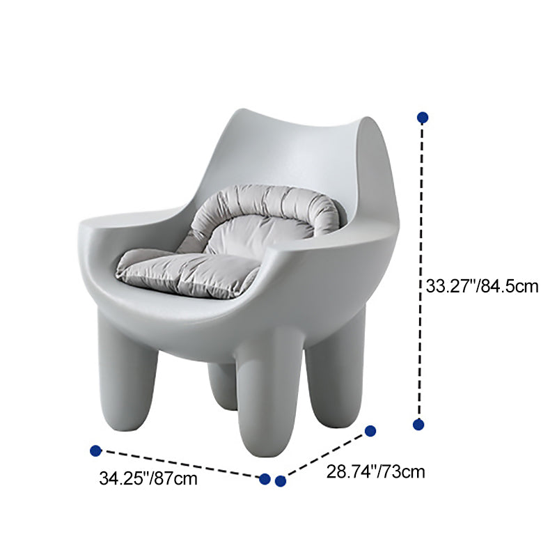 Scandinavian Cream Oval Accent Chair — With Cushion / Gray