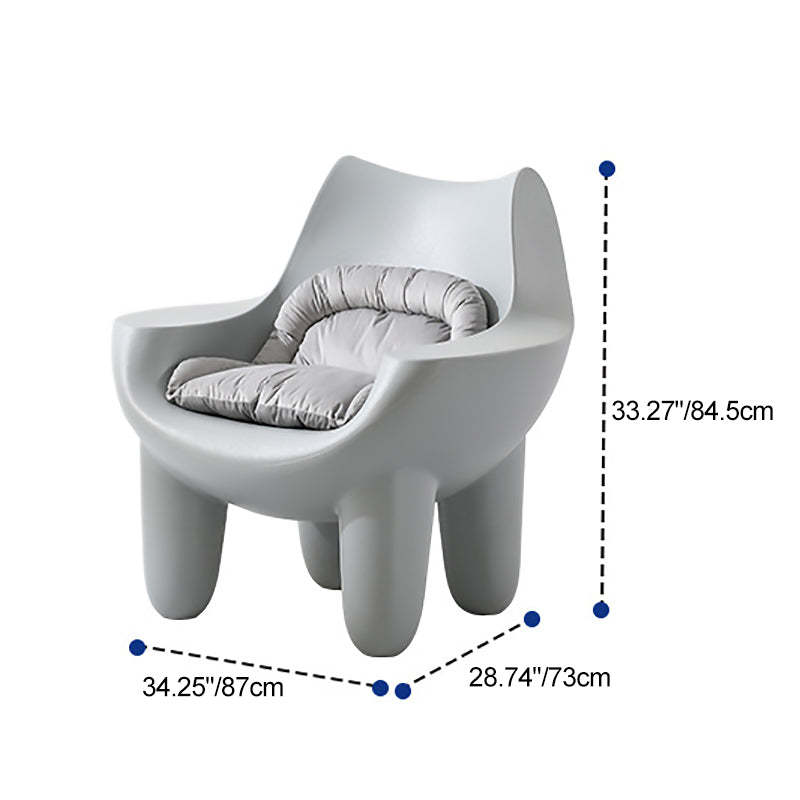 Scandinavian Cream Oval Accent Chair — With Cushion / Gray