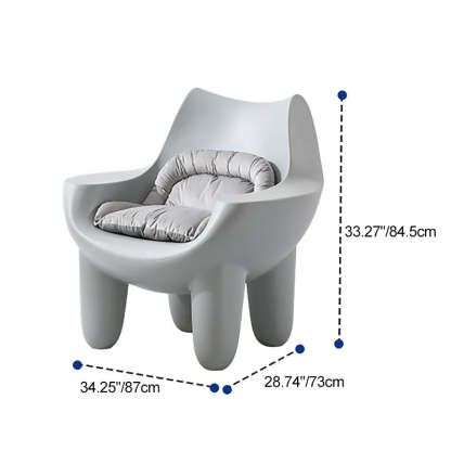 Scandinavian Cream Oval Accent Chair — With Cushion / Gray