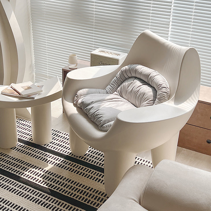 Scandinavian Cream Oval Accent Chair