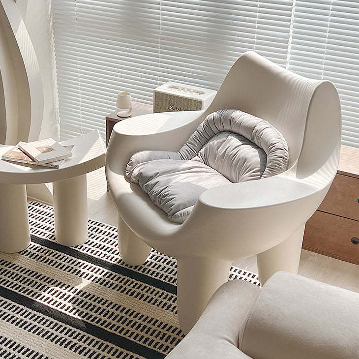 Scandinavian Cream Oval Accent Chair
