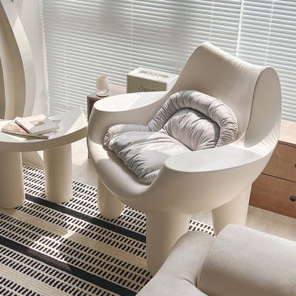 Scandinavian Cream Oval Accent Chair