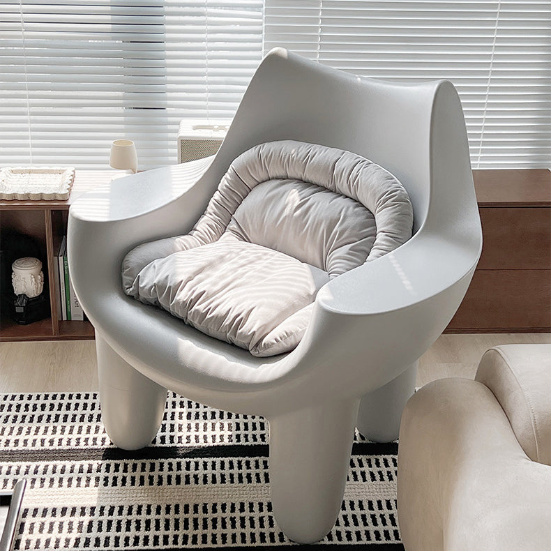 Scandinavian Cream Oval Accent Chair