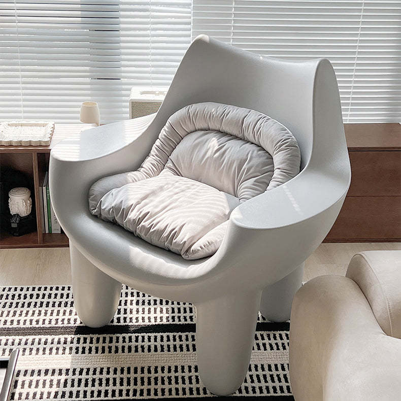 Scandinavian Cream Oval Accent Chair