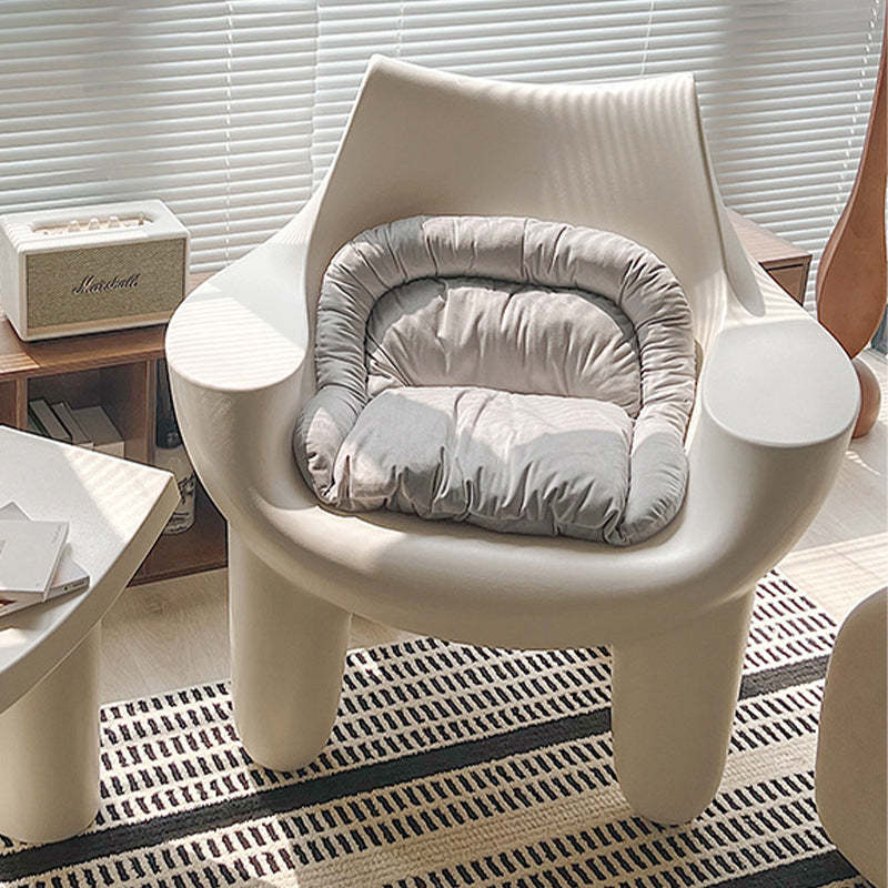Scandinavian Cream Oval Accent Chair