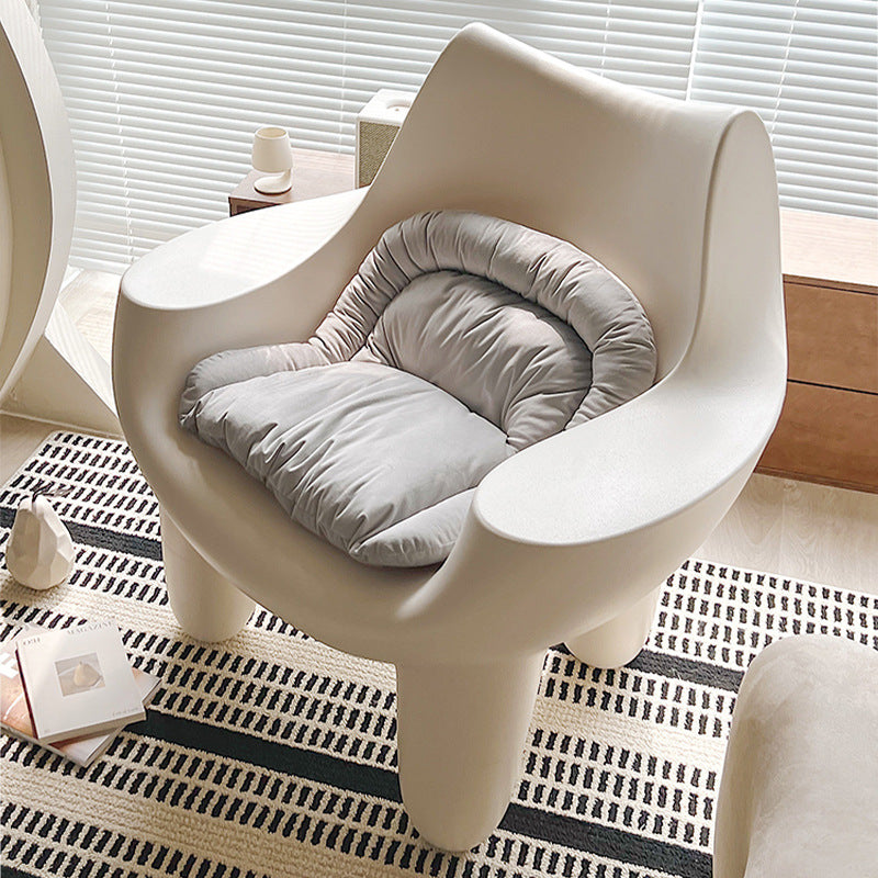 Scandinavian Cream Oval Accent Chair
