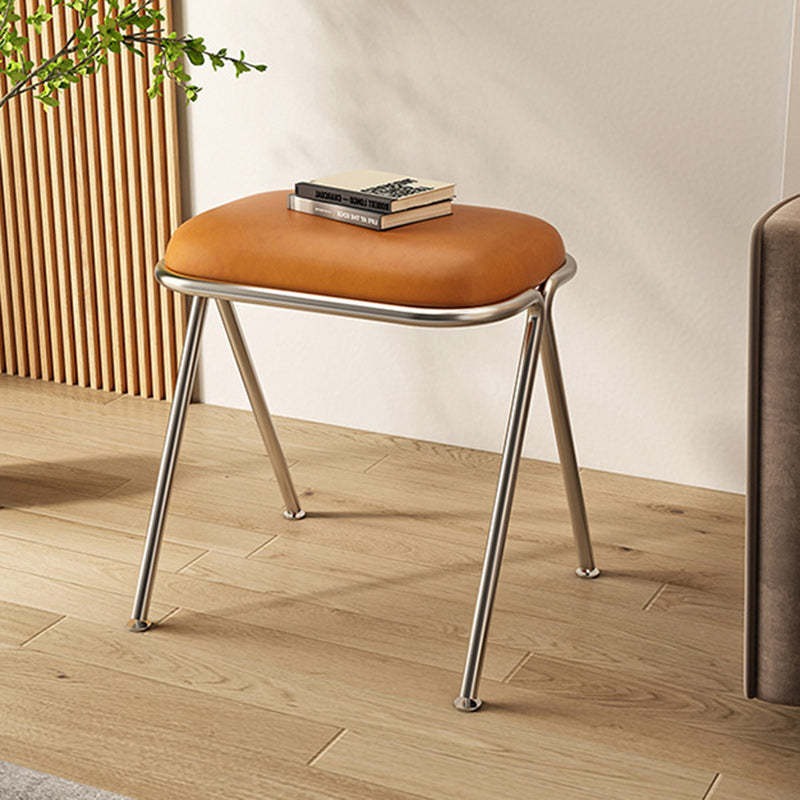 Minimalist Steel PU Leather Chair — Orange