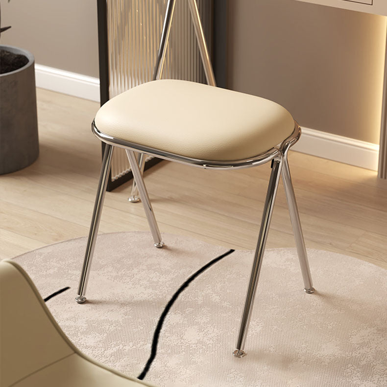 Minimalist Steel PU Leather Chair — Beige