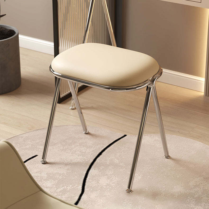 Minimalist Steel PU Leather Chair — Beige
