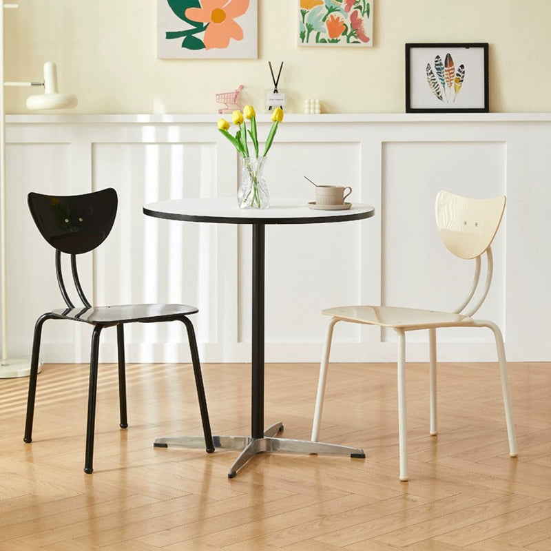 Cream Curved Iron Dining Chair