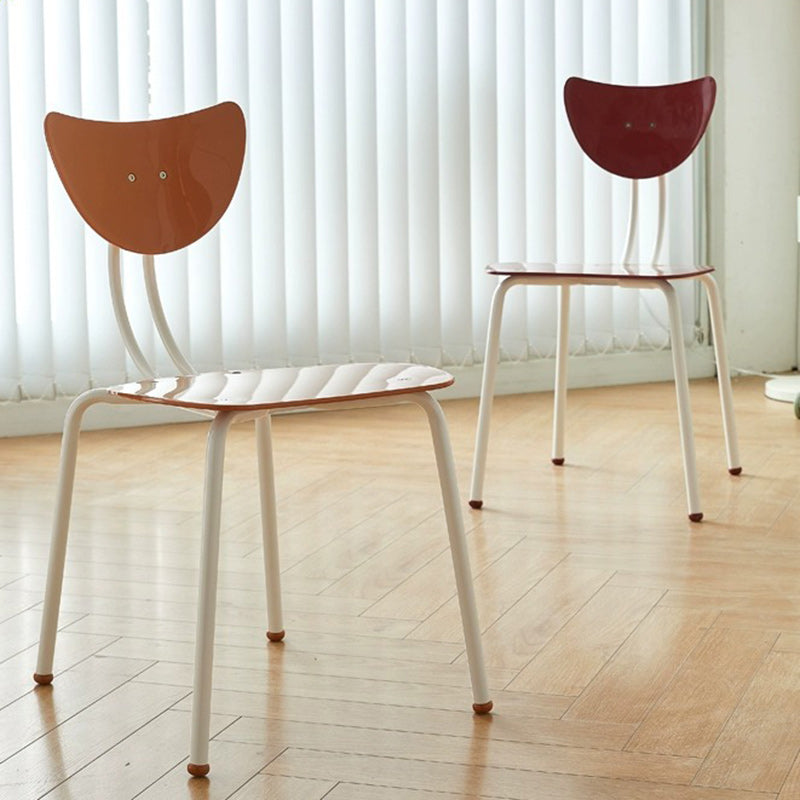 Cream Curved Iron Dining Chair