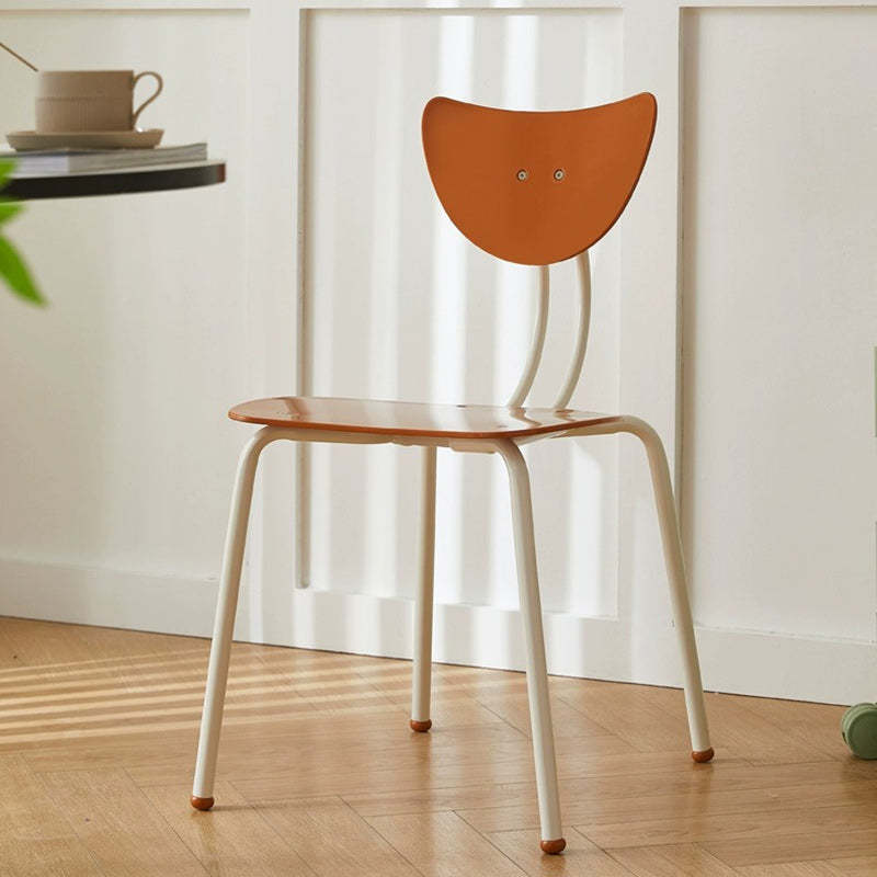 Cream Curved Iron Dining Chair