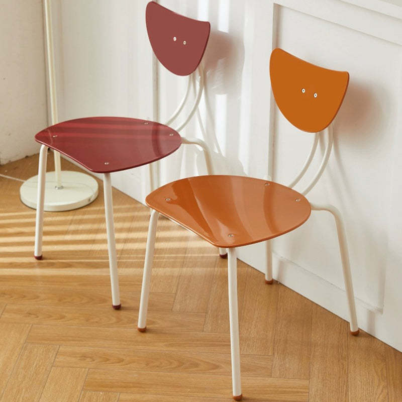 Cream Curved Iron Dining Chair
