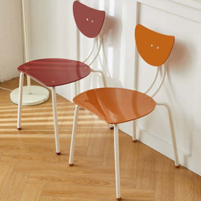 Cream Curved Iron Dining Chair