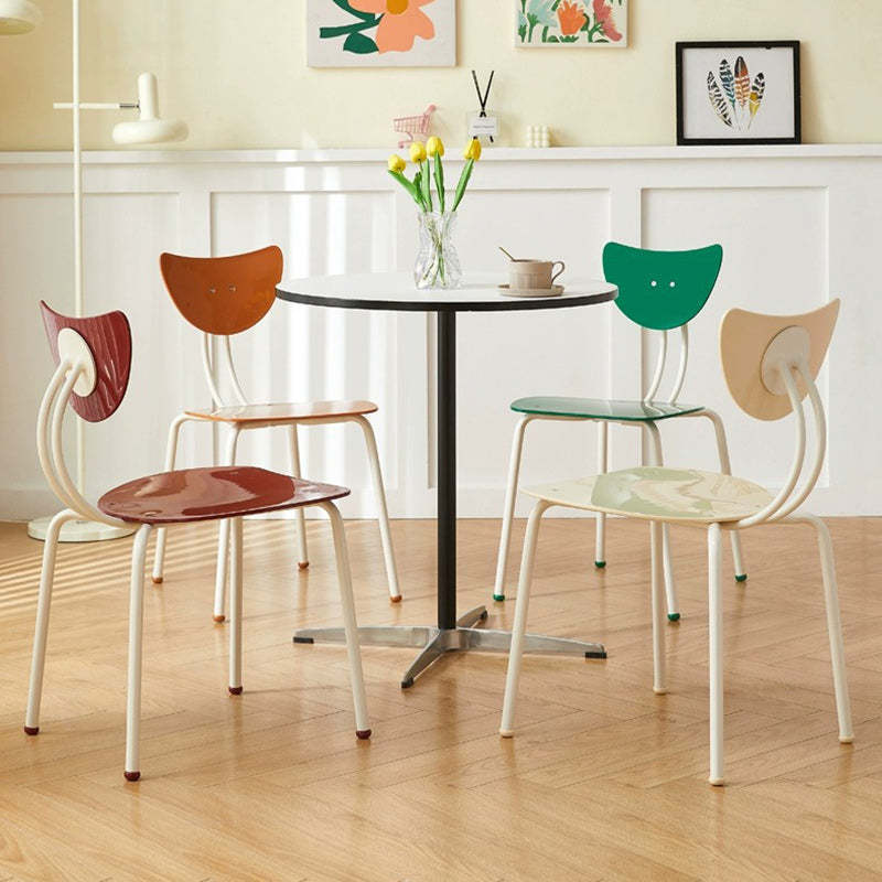 Cream Curved Iron Dining Chair