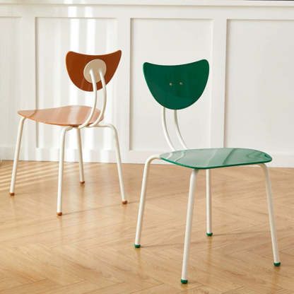 Cream Curved Iron Dining Chair