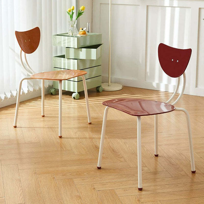 Cream Curved Iron Dining Chair