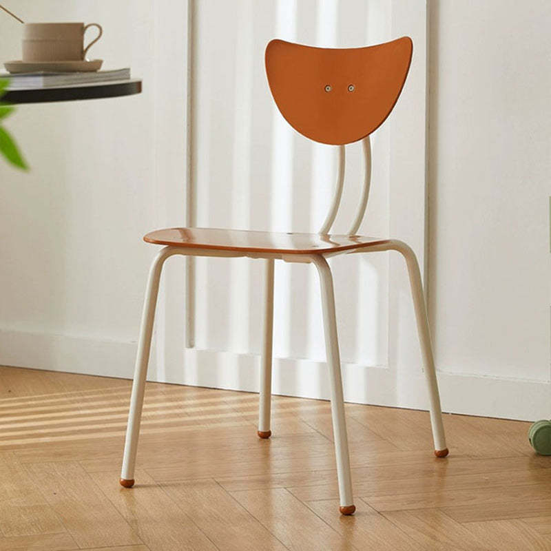Cream Curved Iron Dining Chair