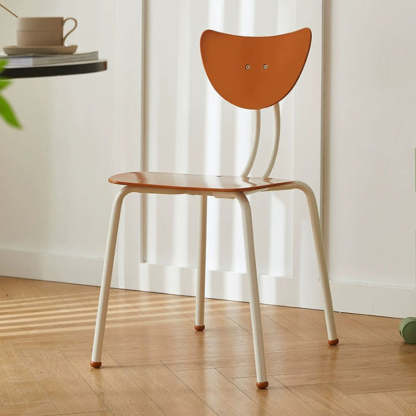 Cream Curved Iron Dining Chair