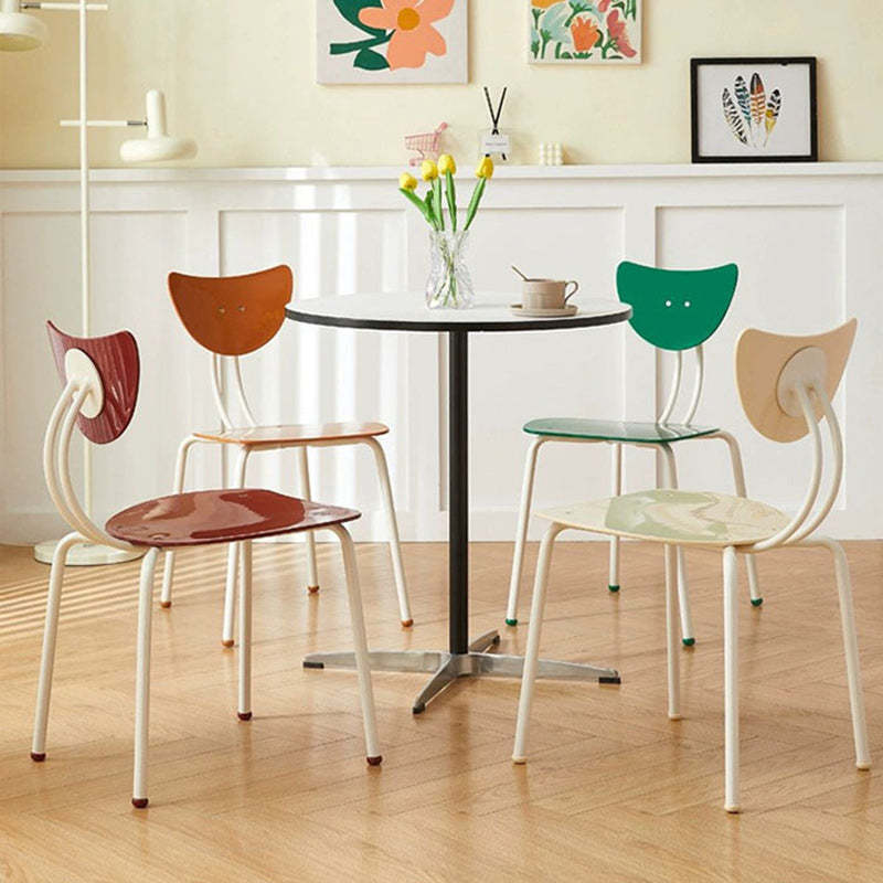 Cream Curved Iron Dining Chair
