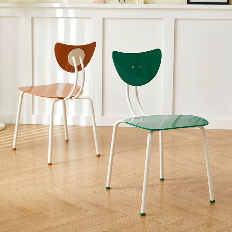 Cream Curved Iron Dining Chair — Orange