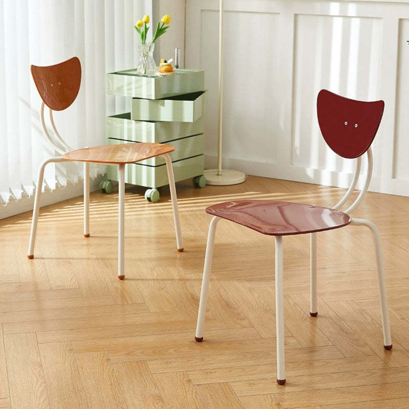 Cream Curved Iron Dining Chair — Black